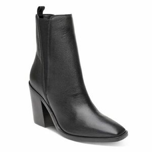 Marc Fisher Black Leather Pointed Toe Block Heel Ankle Boots